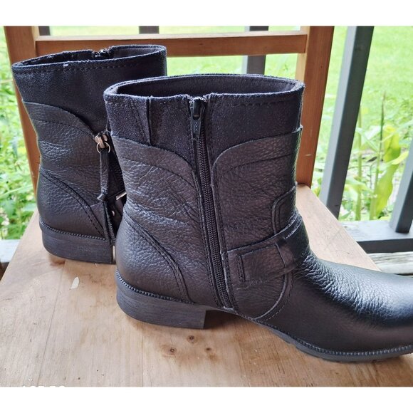 Clarks Womens Black Leather/Textile Zipper Ankle Boots Size 9.5M Comfort Winter - Picture 5 of 7